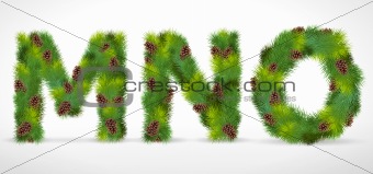 MNO, vector christmas tree font