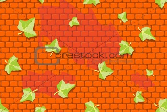 Ivy leaves on a brick wall