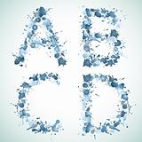 alphabet water drop ABCD