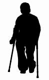 Handicap person with crutches