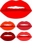 kiss lips color vector with white teeth