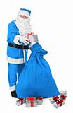 Santa claus in blue costume