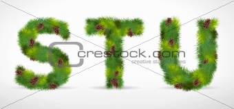 STU, vector christmas tree font
