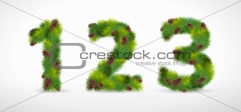 123, vector christmas tree font