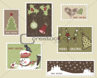 Christmas stamps, vector