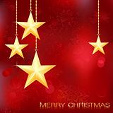 Merry Christmas card with golden stars