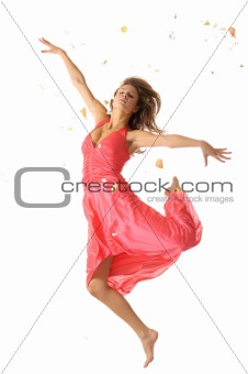 Sexual woman in jump and petal