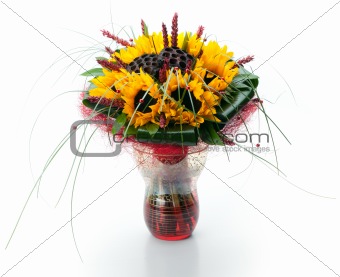 Festive bouquet of sunflowers