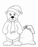 Teddy bear Santa Claus, contours