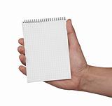 notebook blank paper and hand