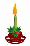 Red Candlestick, green Candle, 3d