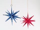 Blue and Red Christmas Tree Star Ornaments