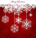 Christmas red Background With Snowflakes