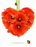 Floral love card. Poppy heart
