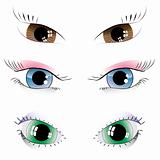 set of painted eyes
