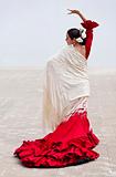 Traditional Woman Spanish Flamenco Dancer In Red Dress 