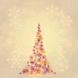 Beige Christmas Background With tree. Vector