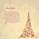 Beige Christmas Background with tree. Vector