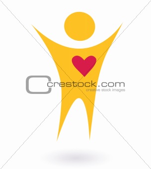 People and heart abtract icon ( red and orange )