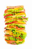 Giant sandwich isolated on the white background