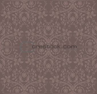 Seamless cocoa floral wallpaper