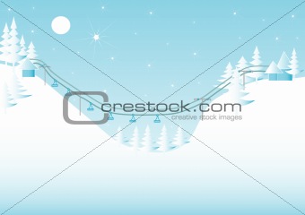 Winter mountain landscape with a ski lift