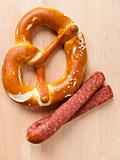 pretzel and sausage