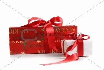 Christmas gift boxes isolated on white