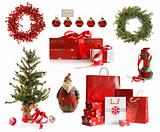 Group of Christmas objects isolated on white 