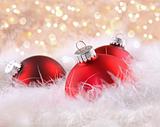 Red christmas balls with abstract background