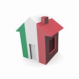 house 3d with flag of italy