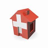 house 3d with swiss flag