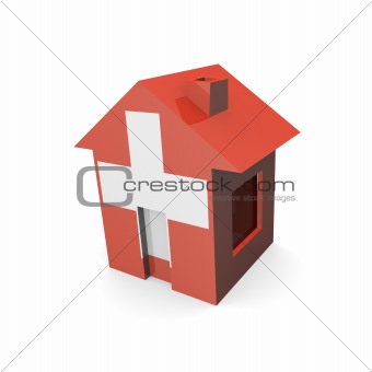 house 3d with swiss flag