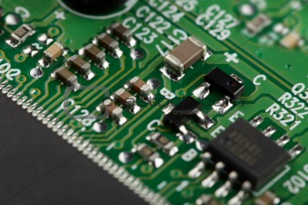 Electronic components on motherboard