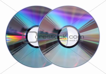Two CD / DVD disks isolated on White