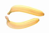 two yellow bananas isolated on white background
