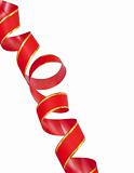 red ribbon curl isolated on white