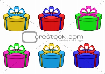 Boxes multi-coloured, round