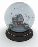 little house in winter snow globe