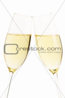 two aslope glasses with champagne