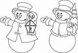 Two black and white snowmen for coloring