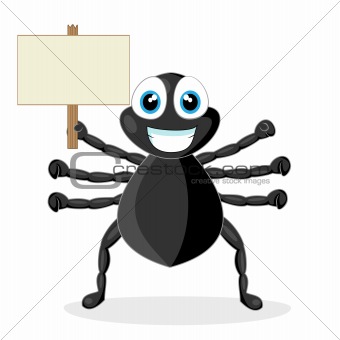 cute little spider with wood sign