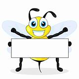 cute bee holding blank sign