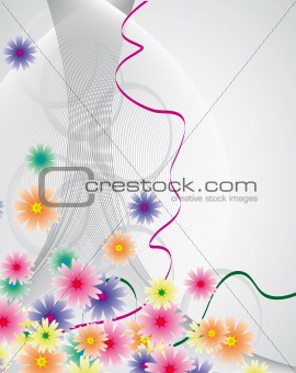 Light background with colorful flowers