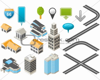 Map toolkit with Isometric Buildings and Roads