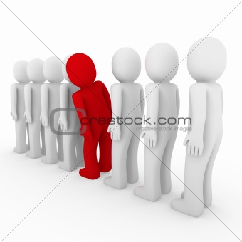 3d human stand crowd red 