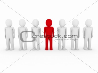 3d human stand crowd red 