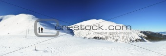 Hikers on a mountain ridge