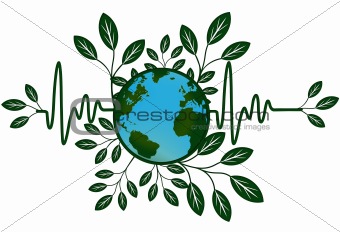 Earth Global Map Go Green Heart Beat