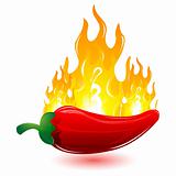 red chili with fire